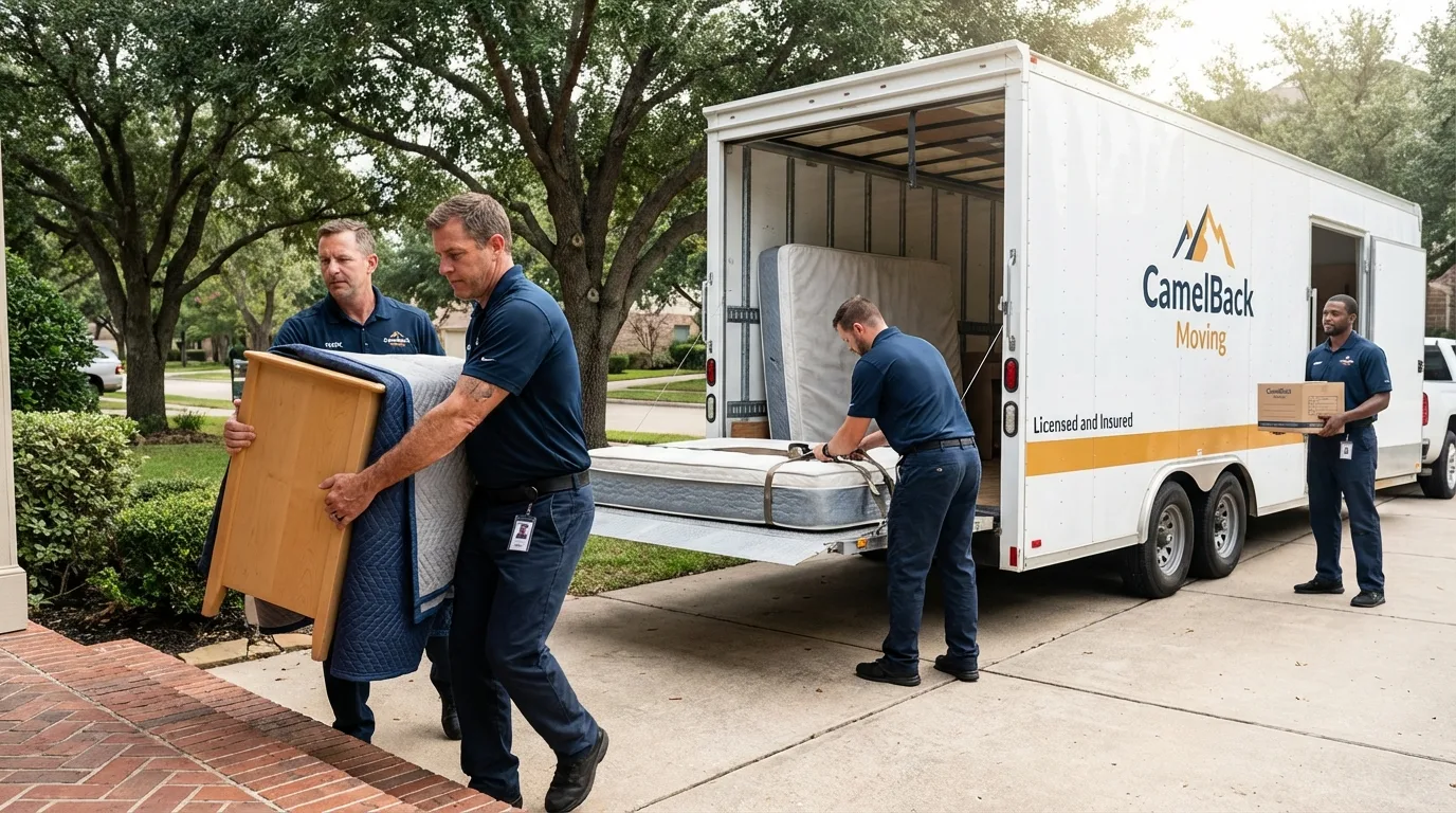 Crew loading residential truck for cross-state move from Mountainhome, PA